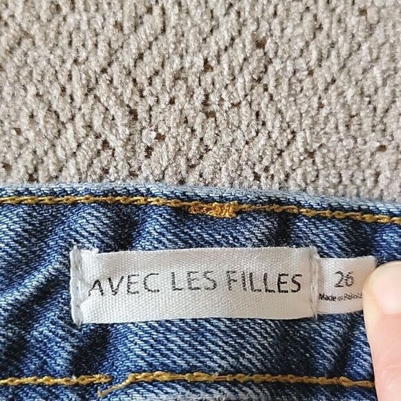 Anthropologie Avec Les Filles Straight Leg Distressed High Rise Jeans - Size 26 - Picture 3 of 14